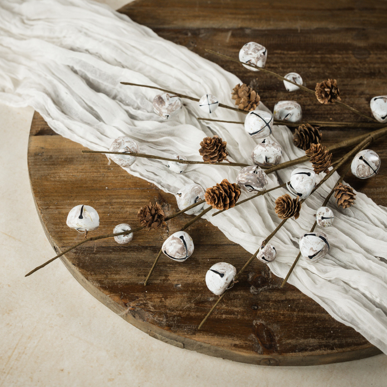 29" TWIG & WHITE BELLS SPRAY