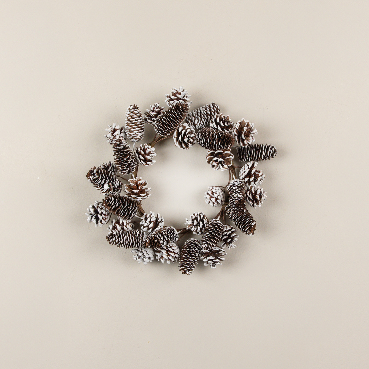 14" SNOWY PINECONE CANDLE RING