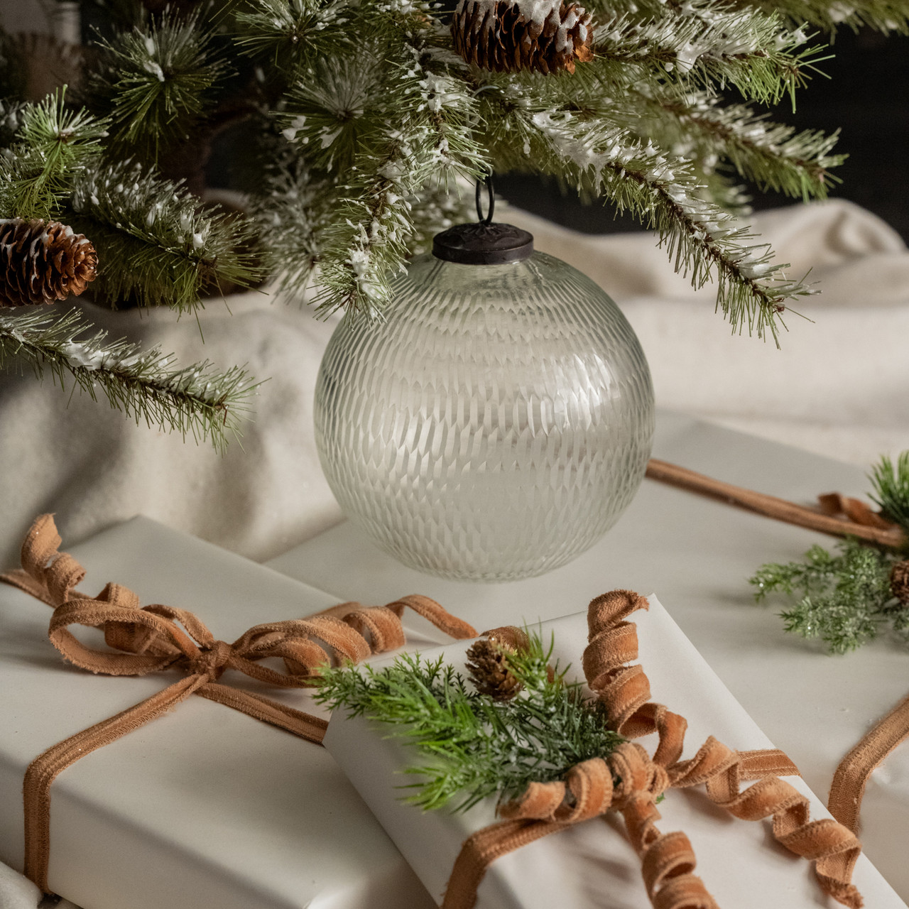 6" PITTED GLASS KUGEL ORNAMENT