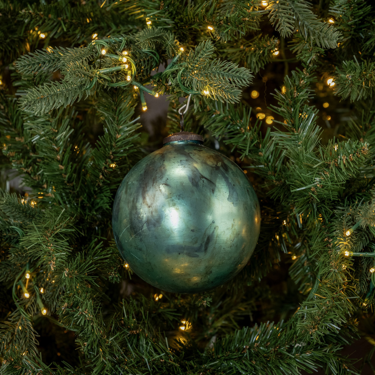 5" TEAL MERCURY GLASS KUGEL ORNAMENT
