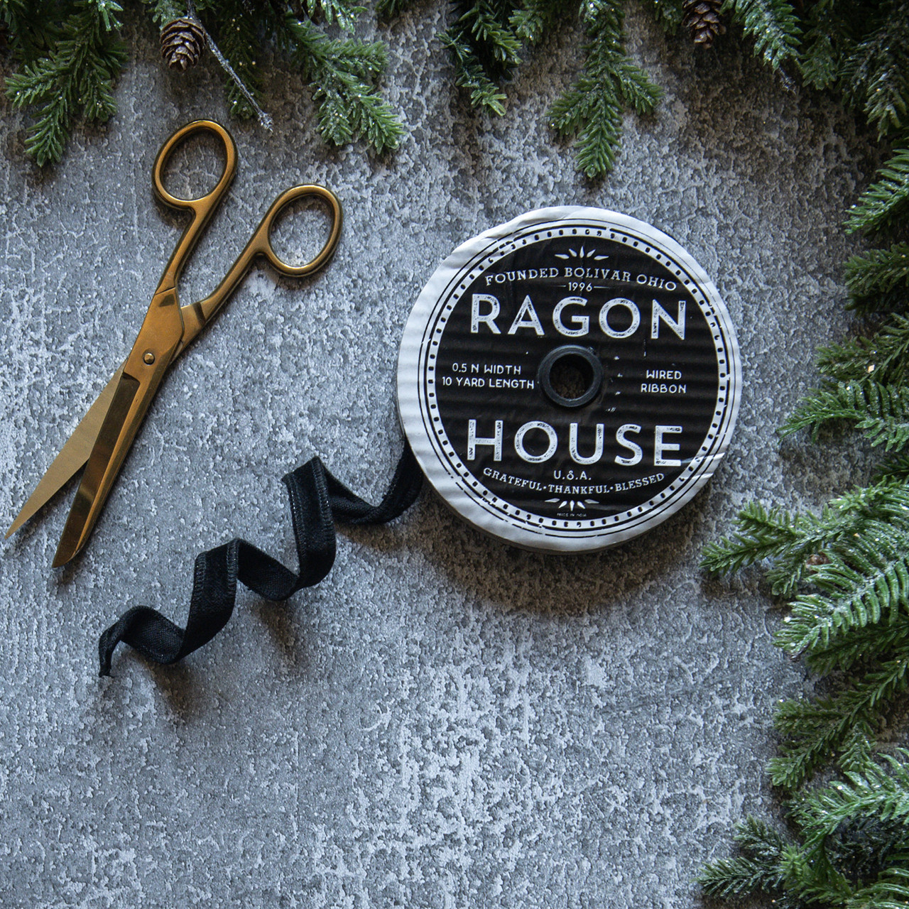 .5" BLACK VELVET WIRED RIBBON