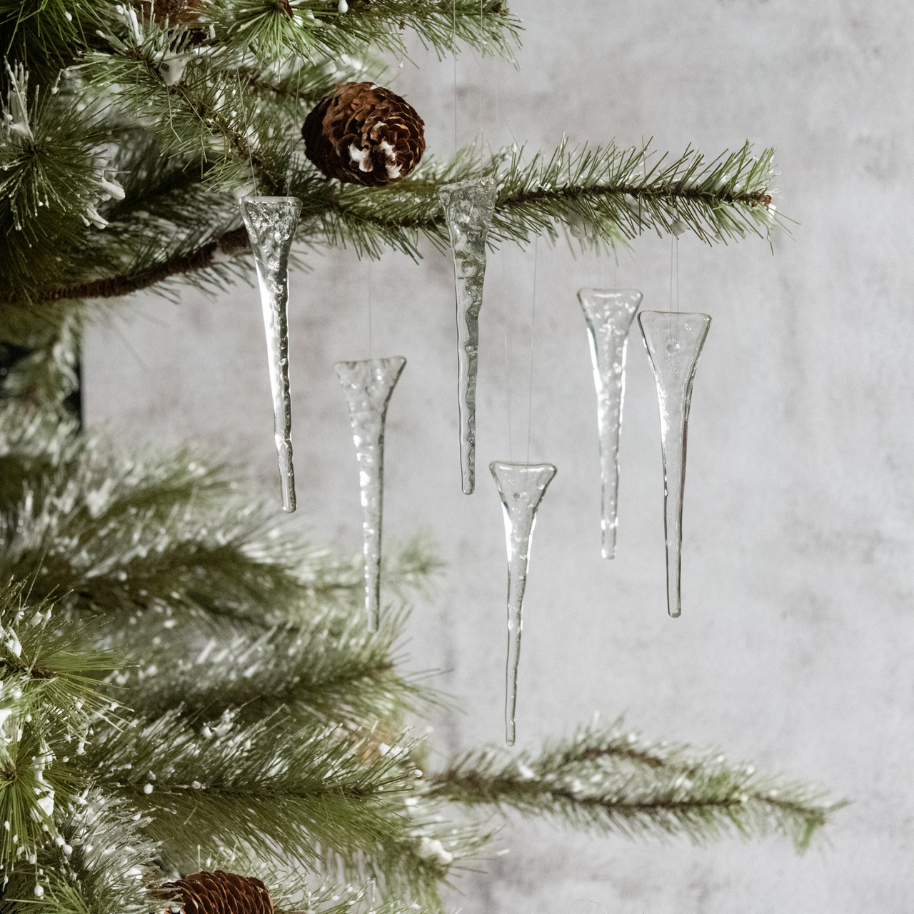 SET/6 HAND BLOWN 4" GLACIER ICICLE