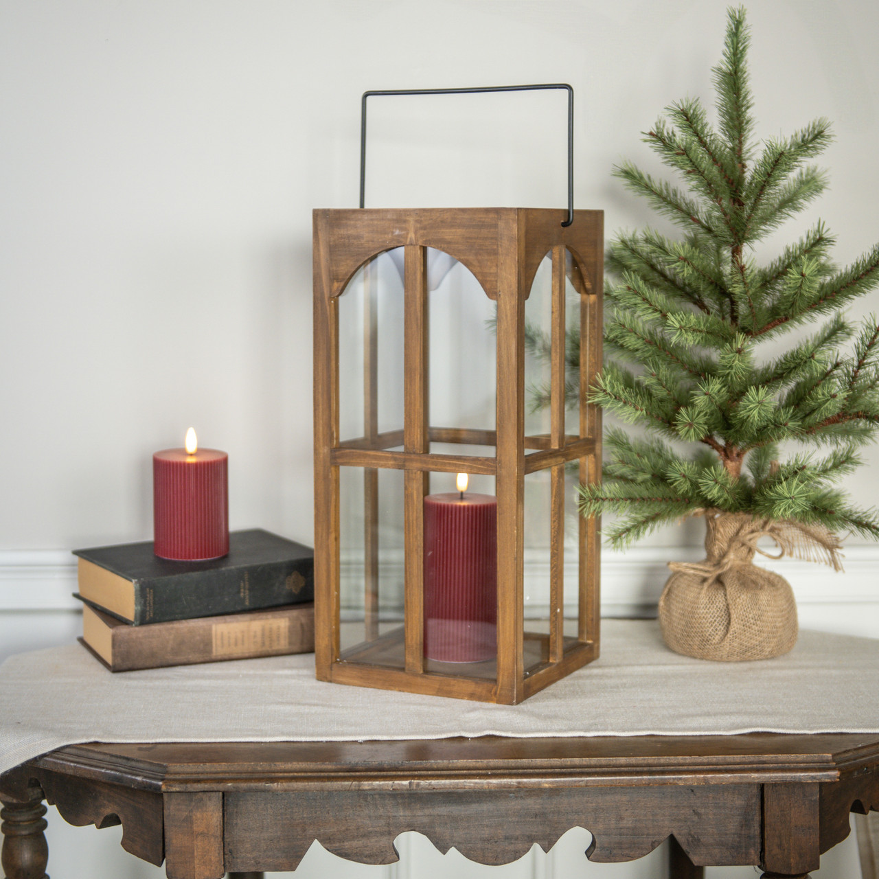 17.25" WOODEN ARCHED LANTERN