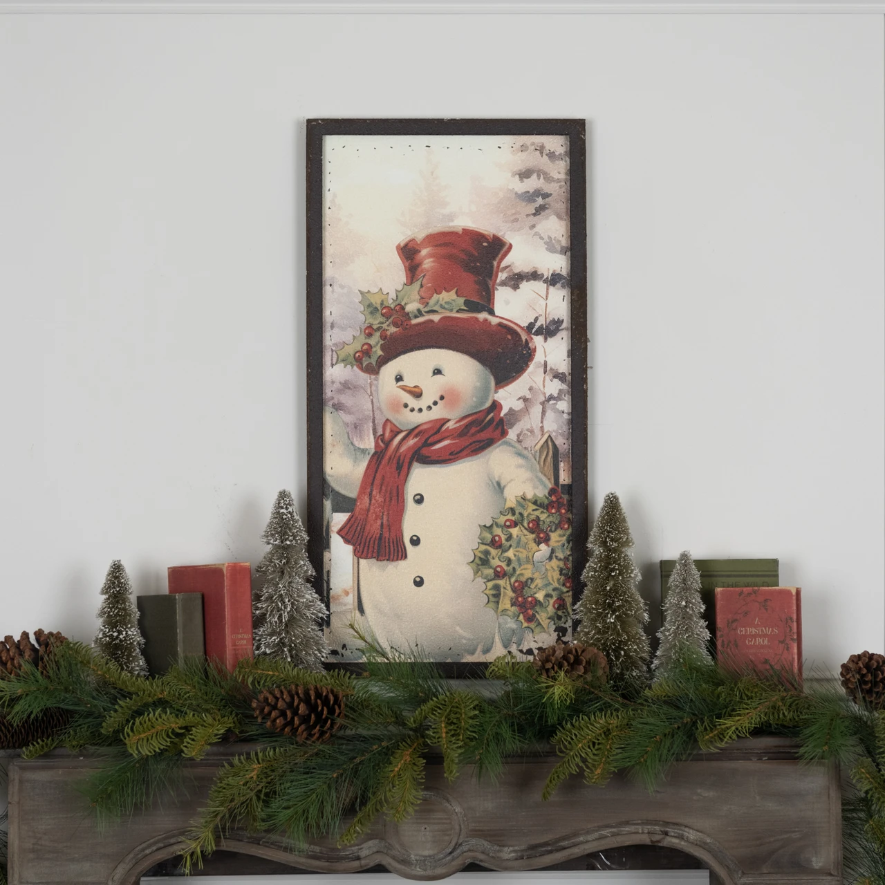 28" SNOWMAN W/ HOLLY WREATH PRINT