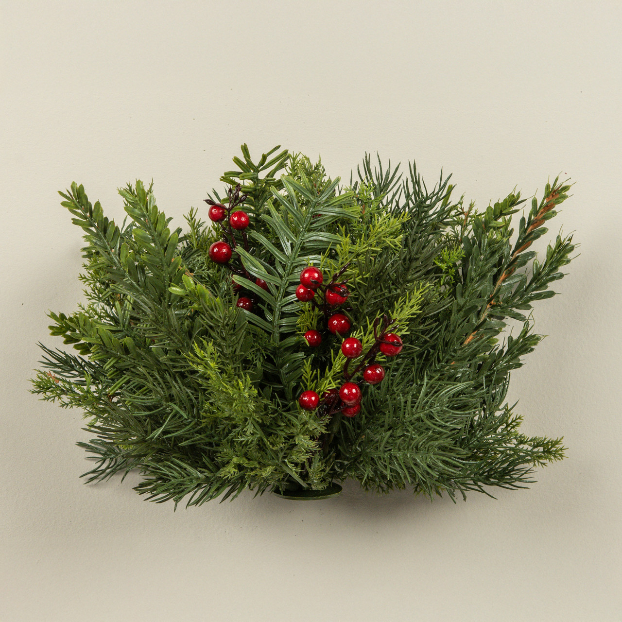10" MIXED PINE HALF BALL W/ RED BERRIES