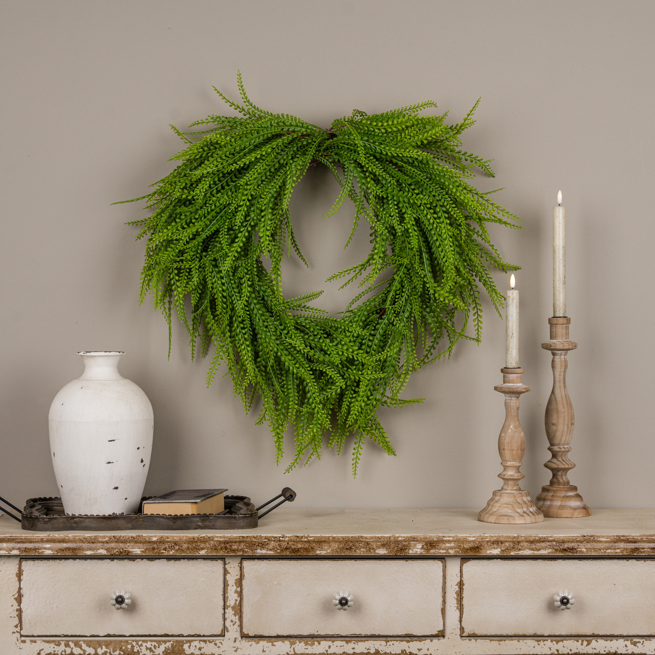 28" BEADED GRASS WREATH