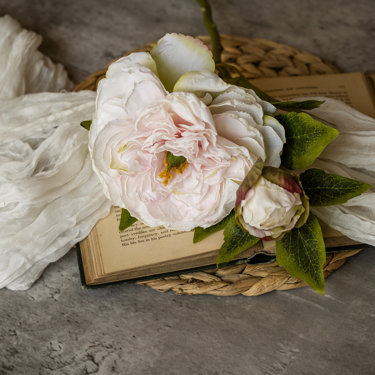 20.5" SOFT PINK PEONY SPRAY