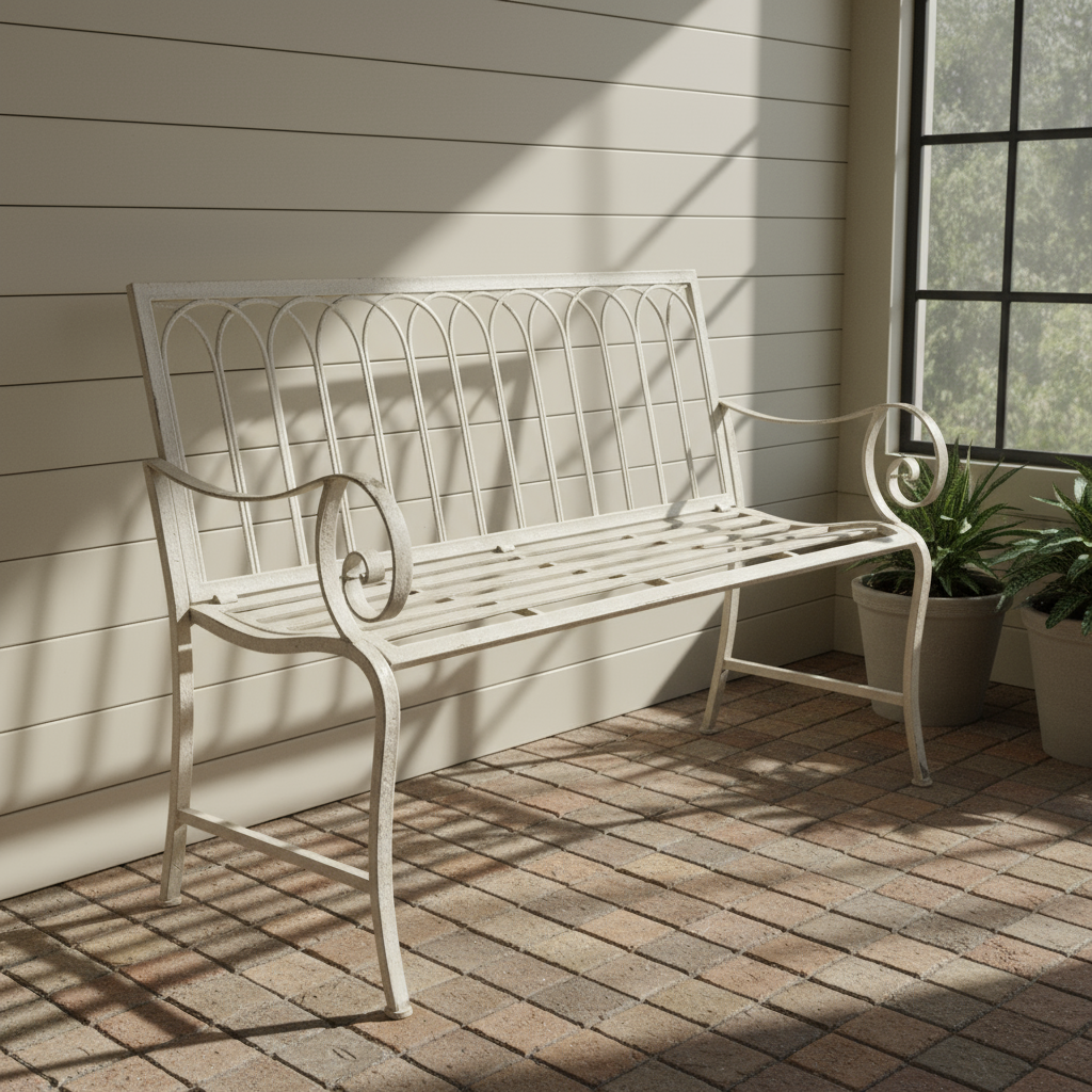 48.5" AGED WHITE BENCH