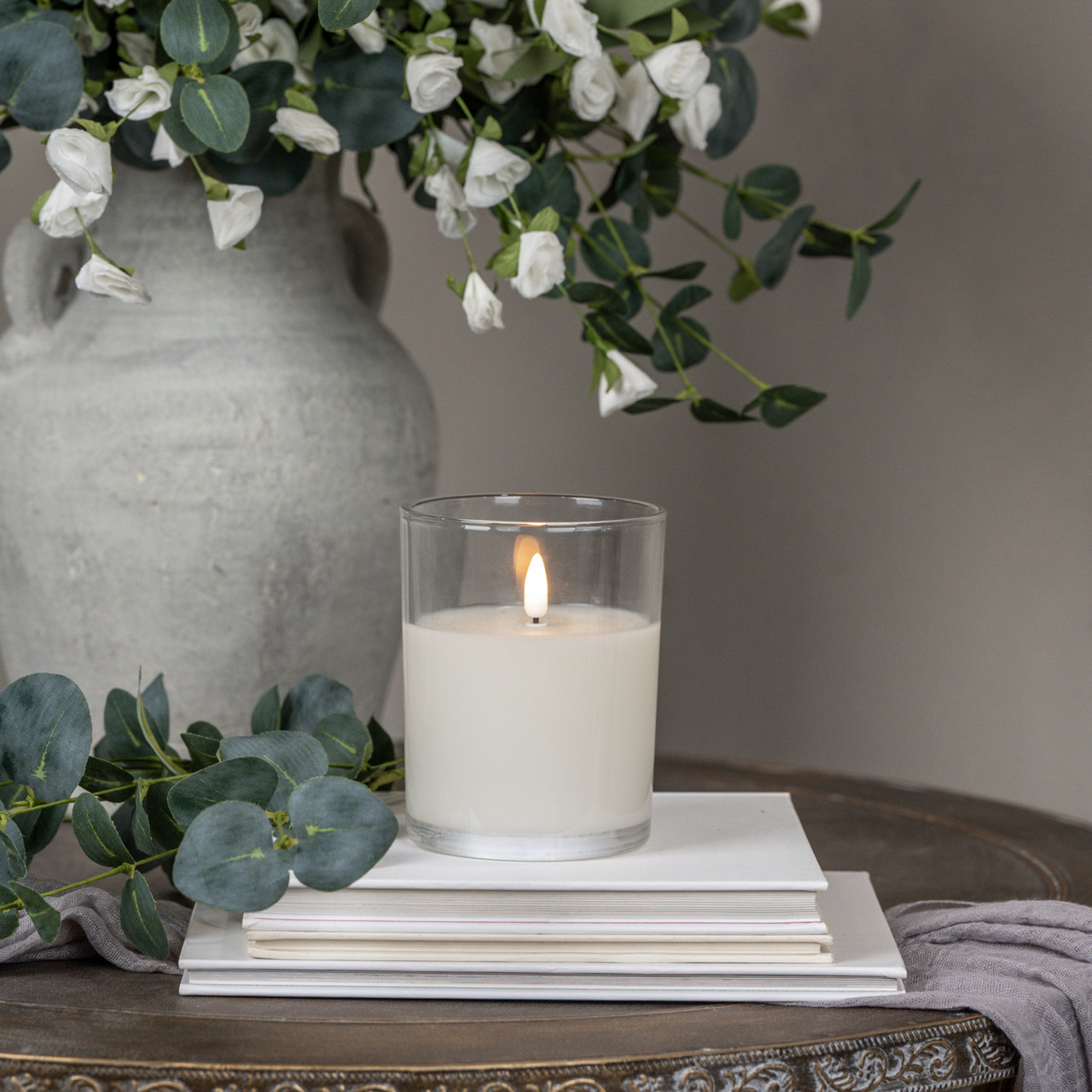 5" THICK GLASS 3D FLAME CANDLE