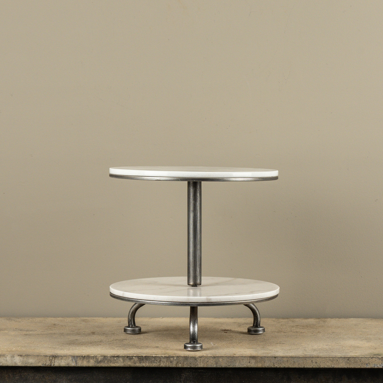 TWO TIER PEWTER & MARBLE RISER - Ragon House