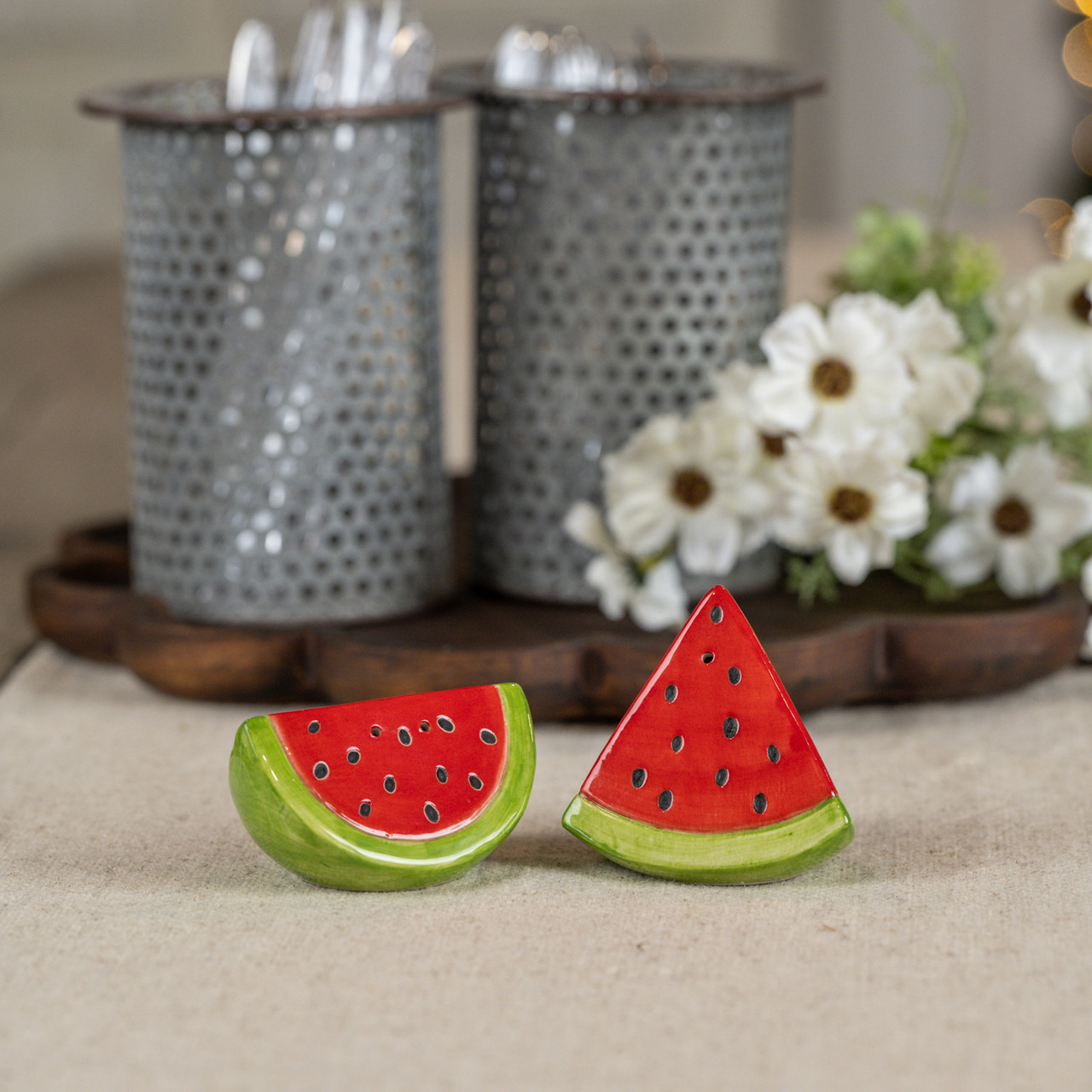 SET/ 2 WATERMELON SALT & PEPPER SHAKERS