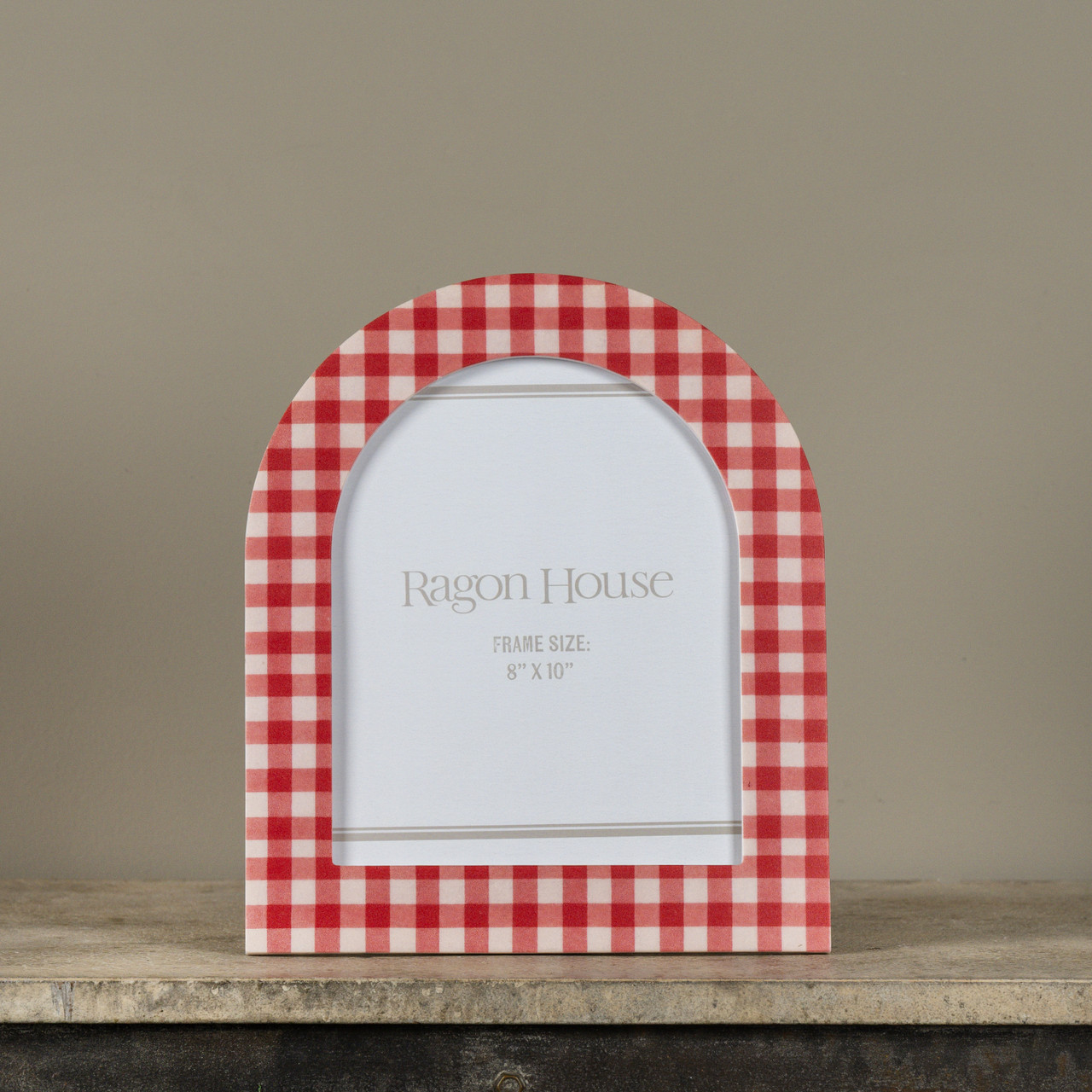 8" X 10" ARCHED RED GINGHAM PHOTO FRAME