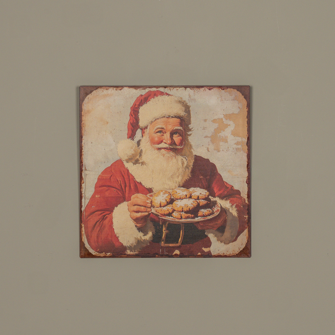 12" SANTA W/ PLATE OF COOKIES PRINT