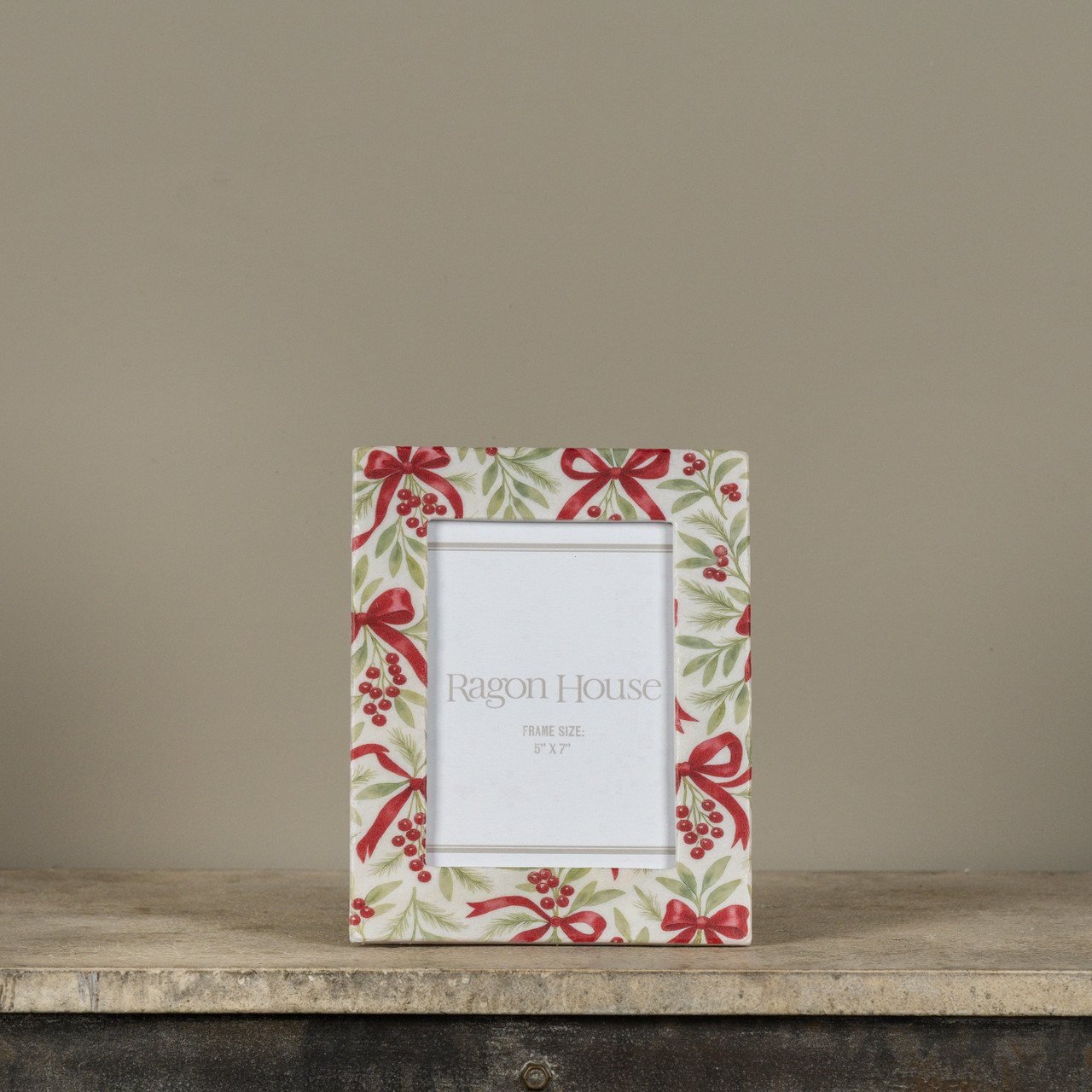 5" X 7" MISTLETOE RIBBON PHOTO FRAME