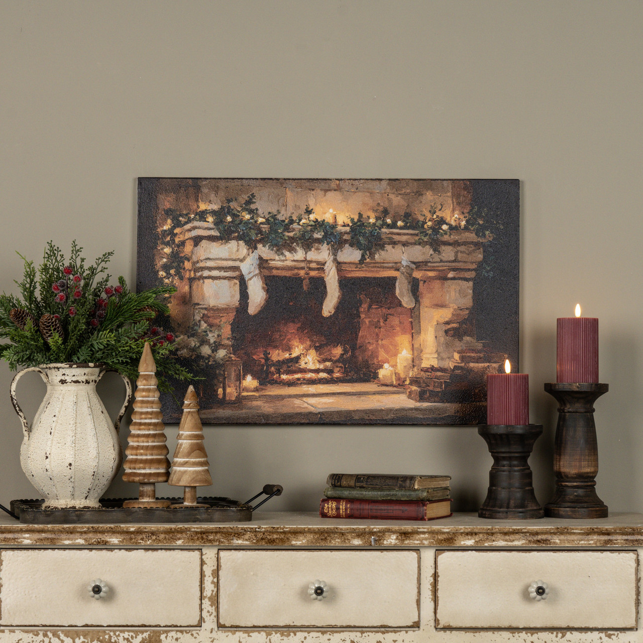 28" GLOWING FIREPLACE PRINT