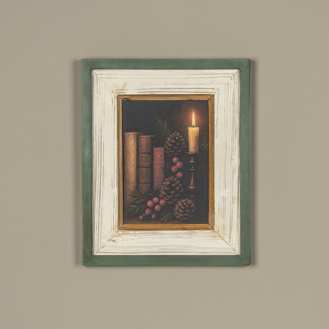 17" CANDLELIT LIBRARY FRAMED SIGN