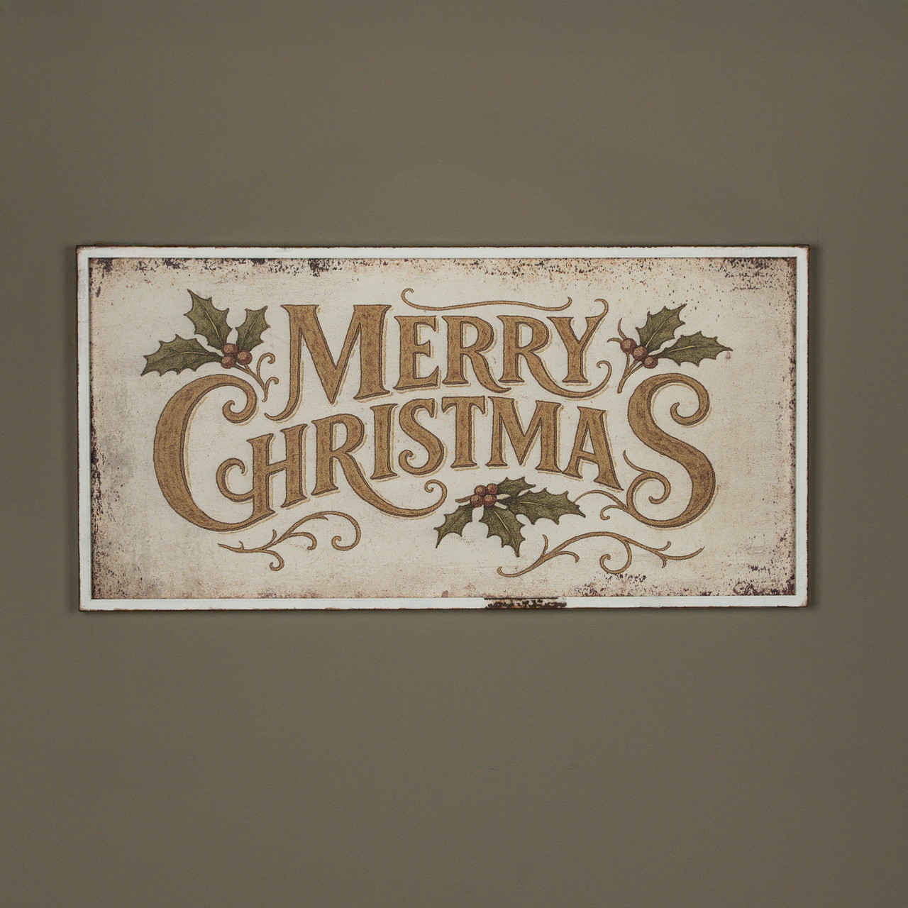 48" FRAMED GOLD & WHITE MERRY CHRISTMAS SIGN