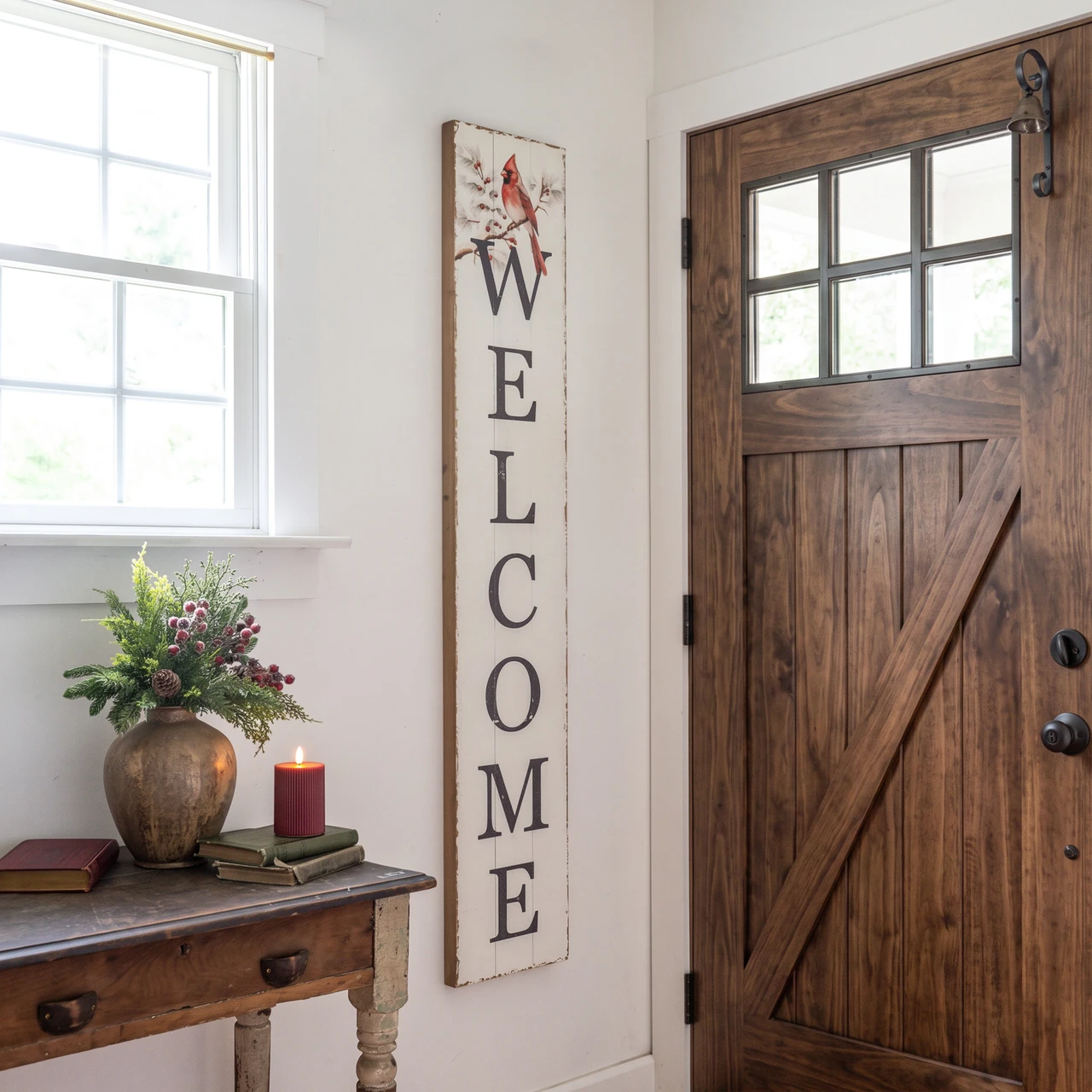 63.5" VERTICAL CARDINAL WELCOME SIGN