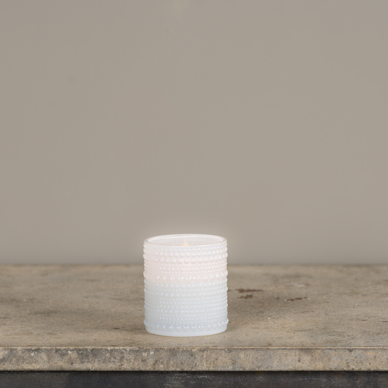 3.25" WHITE DOTTED GLASS 3D FLAME CANDLE