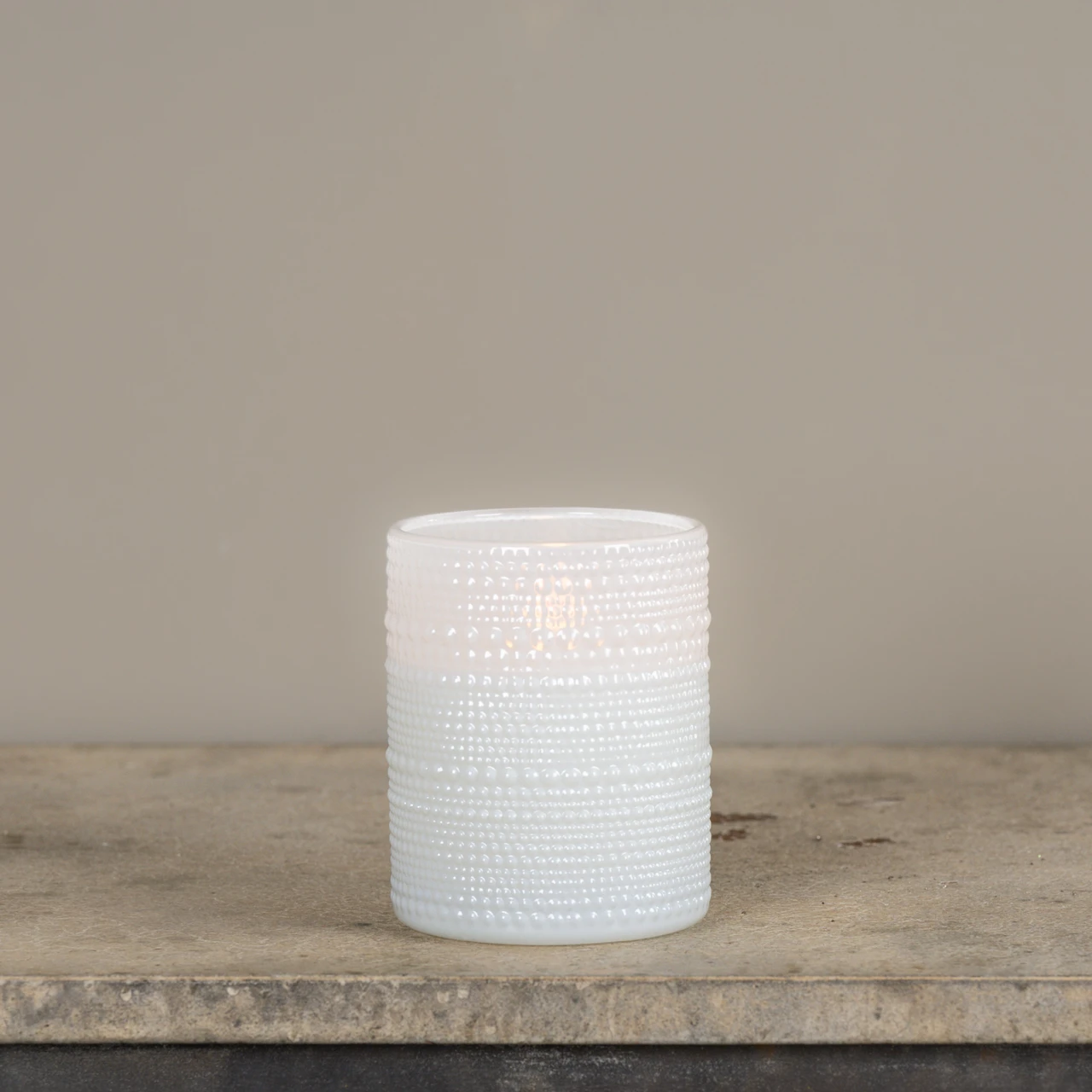 5" WHITE DOTTED GLASS 3D FLAME CANDLE