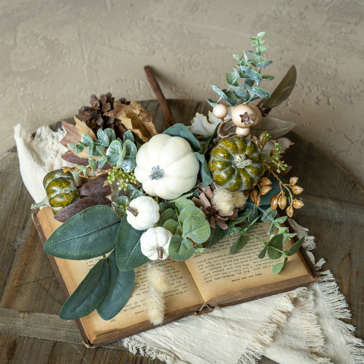 18" PUMPKIN, EUCALYPTUS, PINECONES & BERRIES BUSH