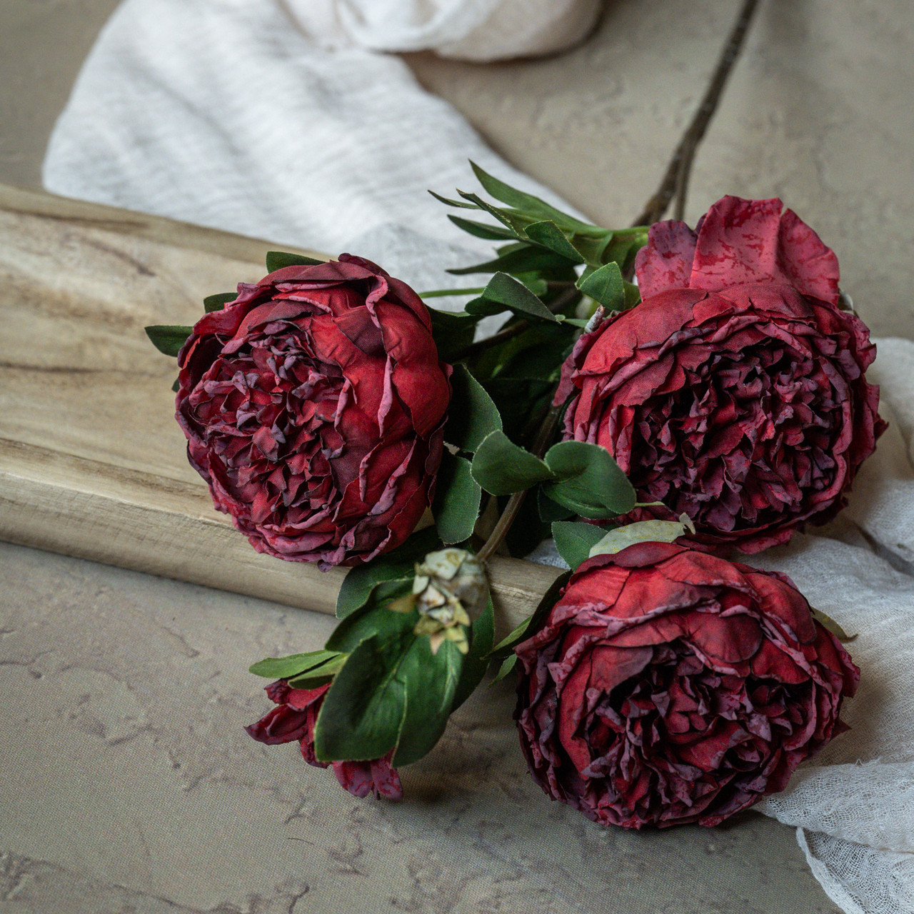 25.5" RED DRIED PEONY SPRAY
