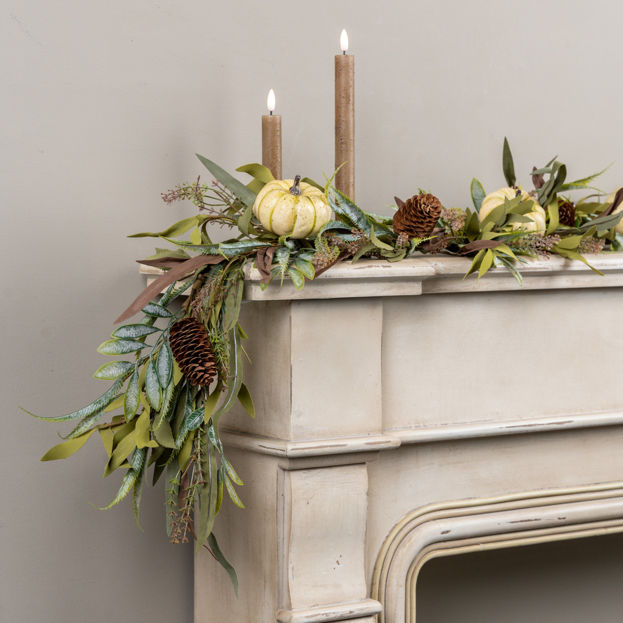 6' CREAM PUMPKIN & FOLIAGE GARLAND