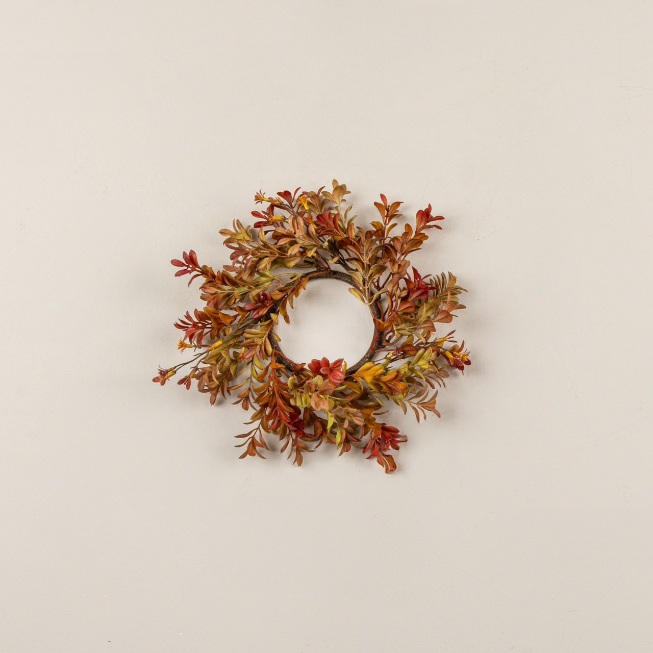 9.5" WOODLAND BOXWOOD & RAGWORT CANDLE RING