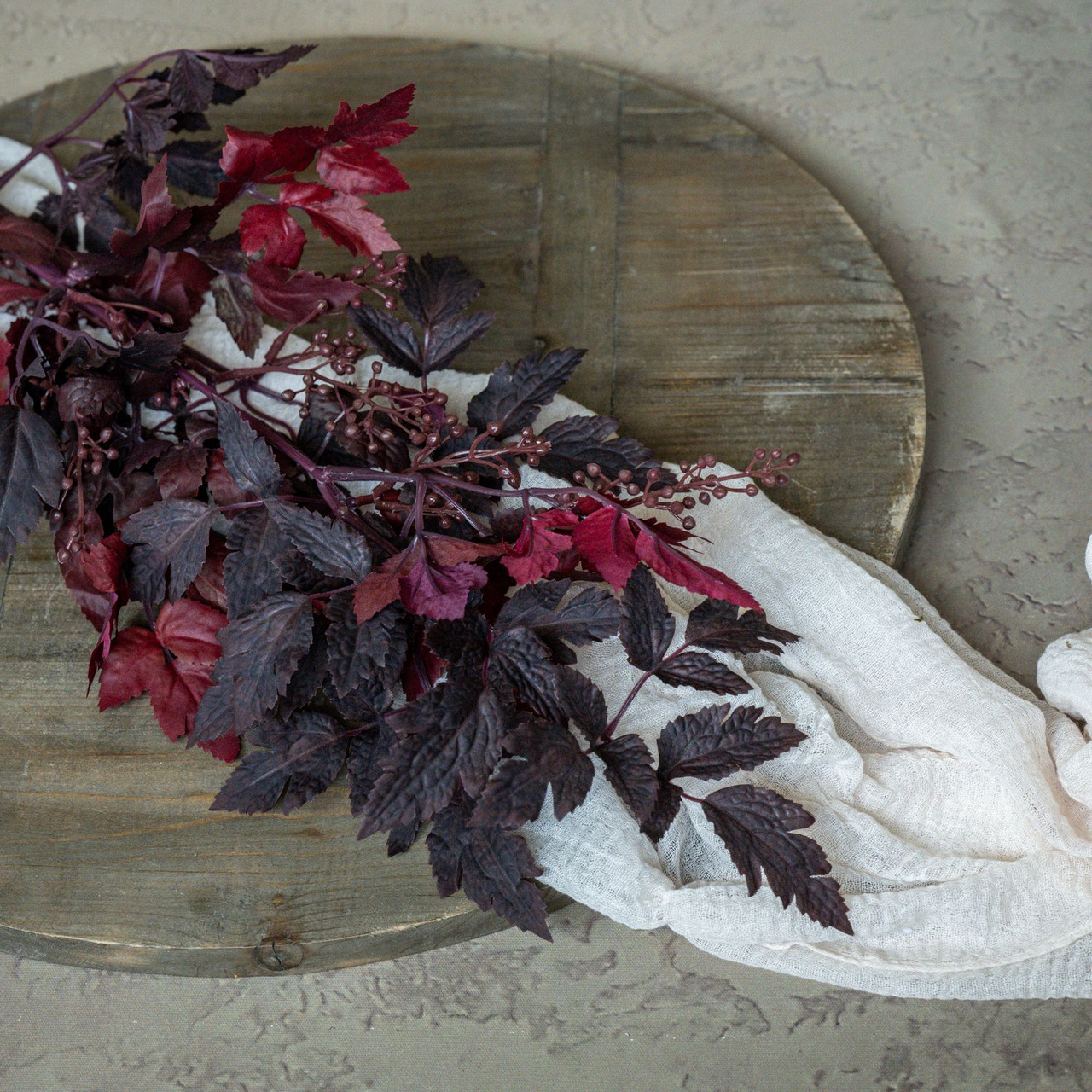 35" BURGUNDY BERRY & BUGBANE LEAF SPRAY