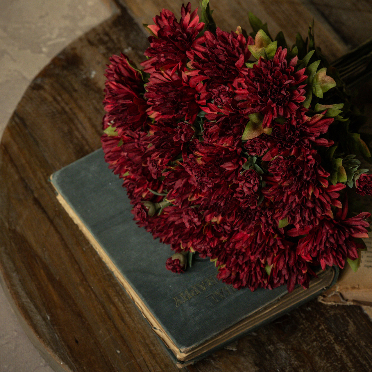 15.5" BURGUNDY MUM BUSH