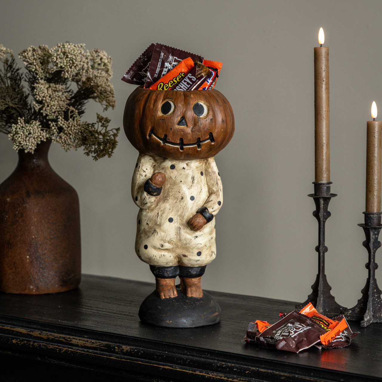 PUMPKIN GIRL IN DRESS CANDY DISH