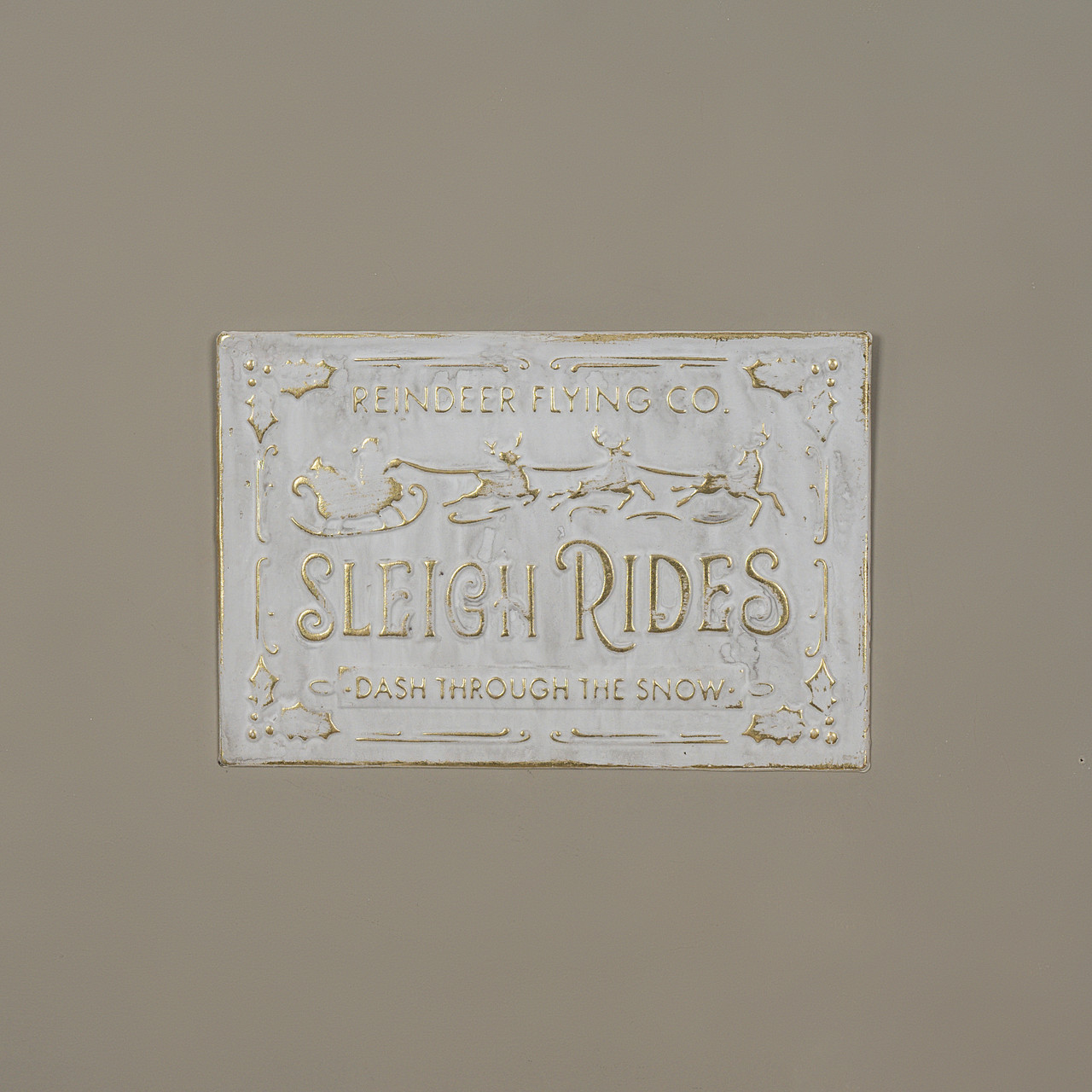 16.75" GOLD & WHITE SLEIGH RIDES SIGN