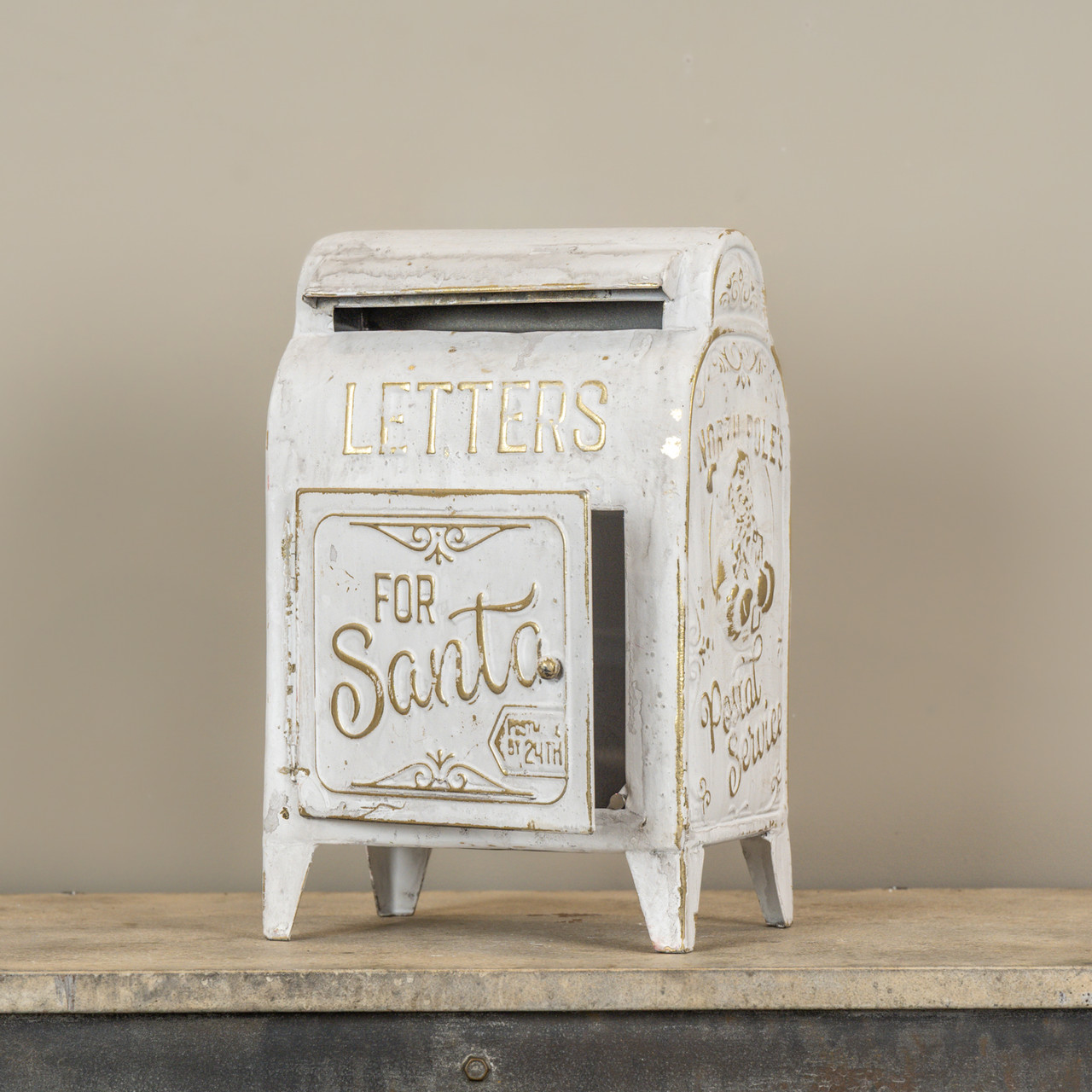 GOLD & WHITE HOLIDAY MAILBOX