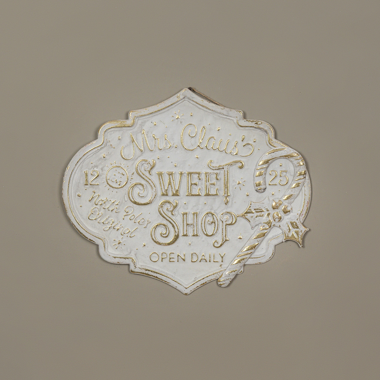 15.75" GOLD & WHITE  SWEET SHOP SIGN