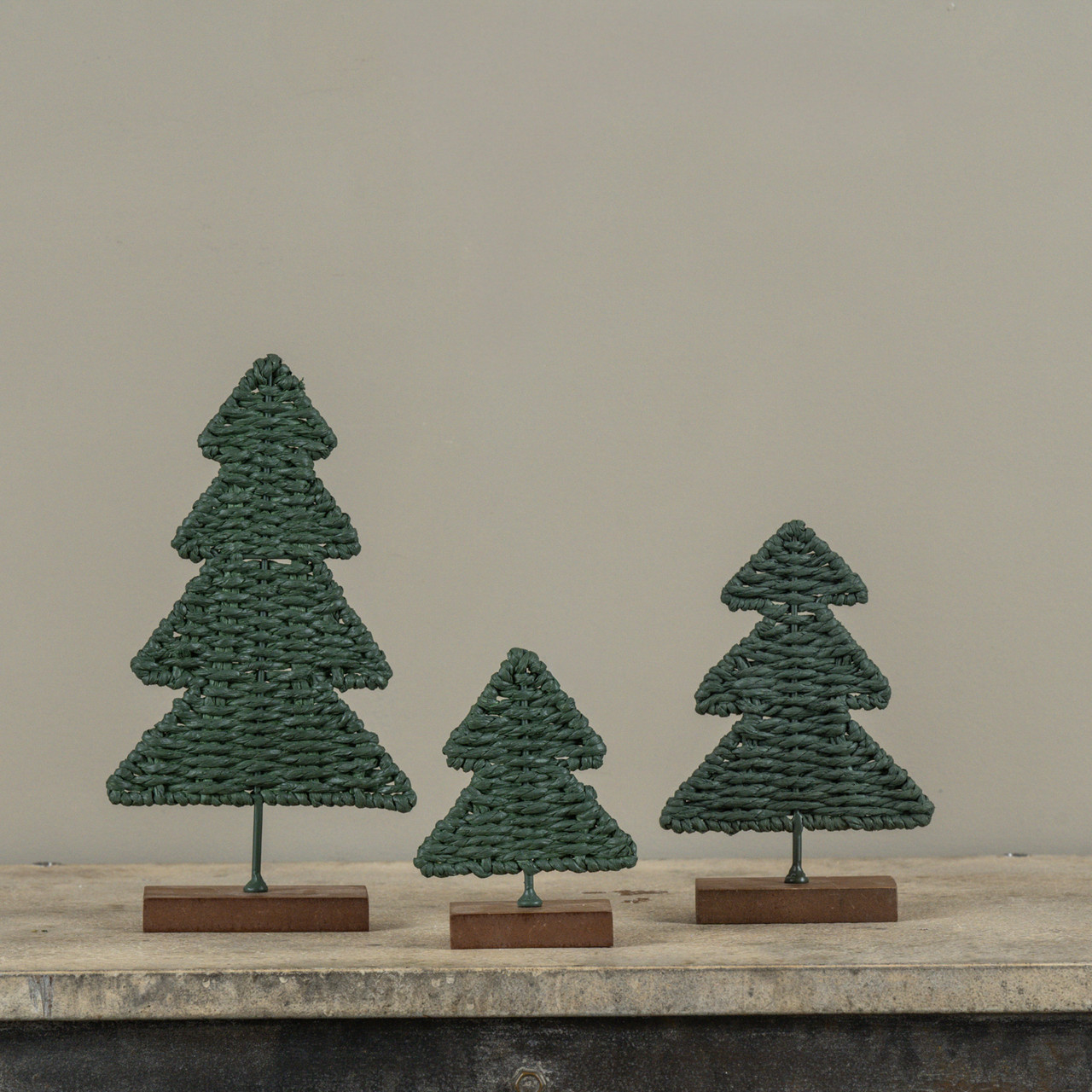 SET/3 GREEN RATTAN TREES