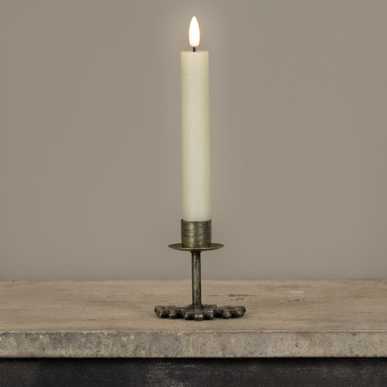 3" GOLD SNOWFLAKE TAPER CANDLE HOLDER