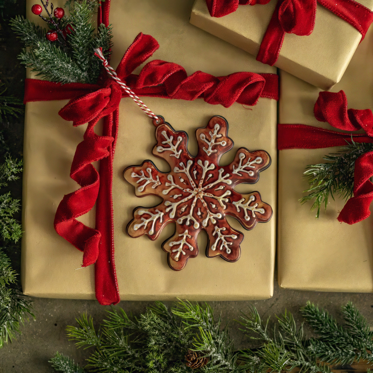 6" SNOWFLAKE METAL ORNAMENT