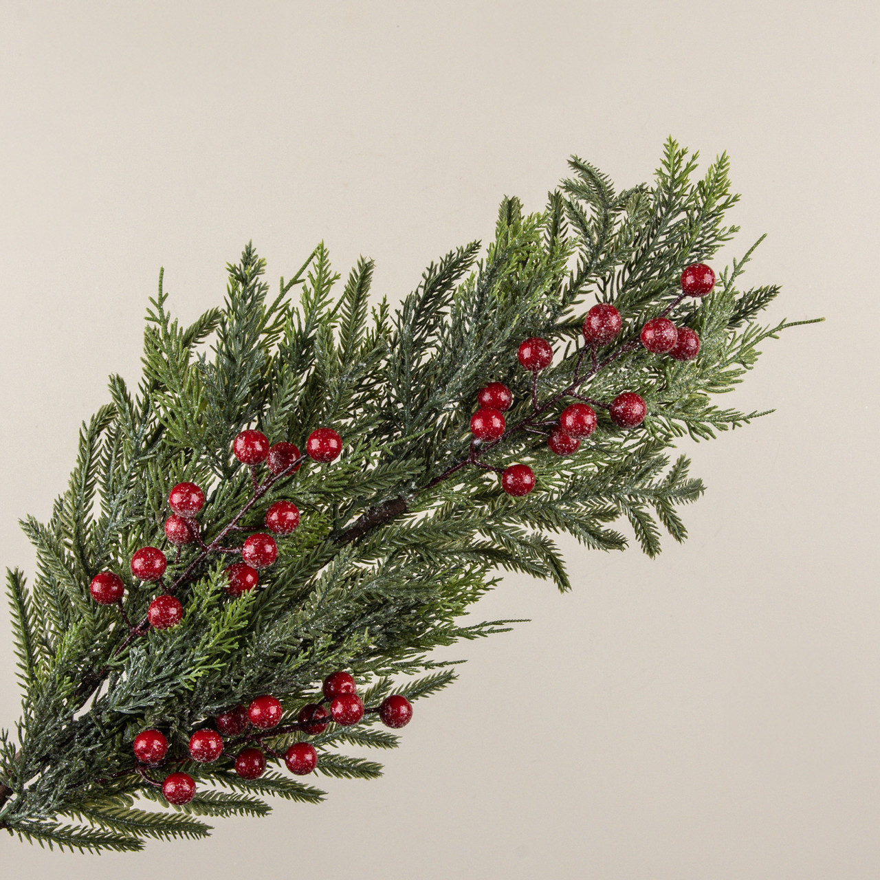 28" GLITTERED PINE & RED BERRY SPRAY