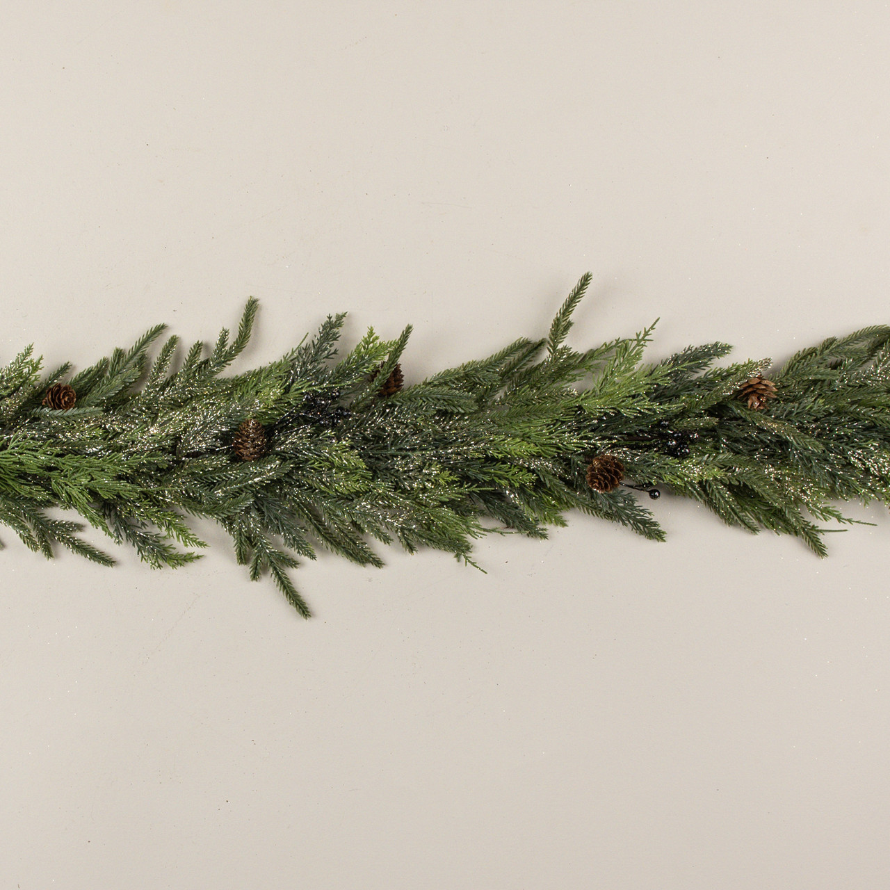 5' GLITTERED JUNIPER , PINECONE & BERRY GARLAND