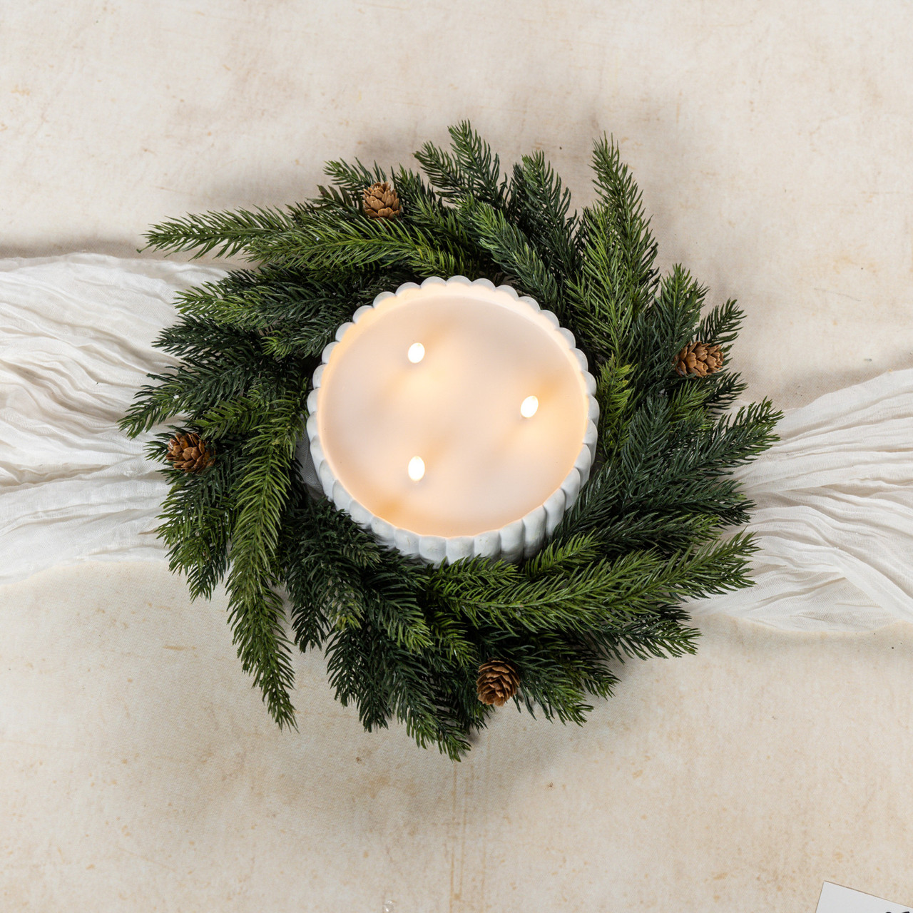 12" WHITE SPRUCE CANDLE RING