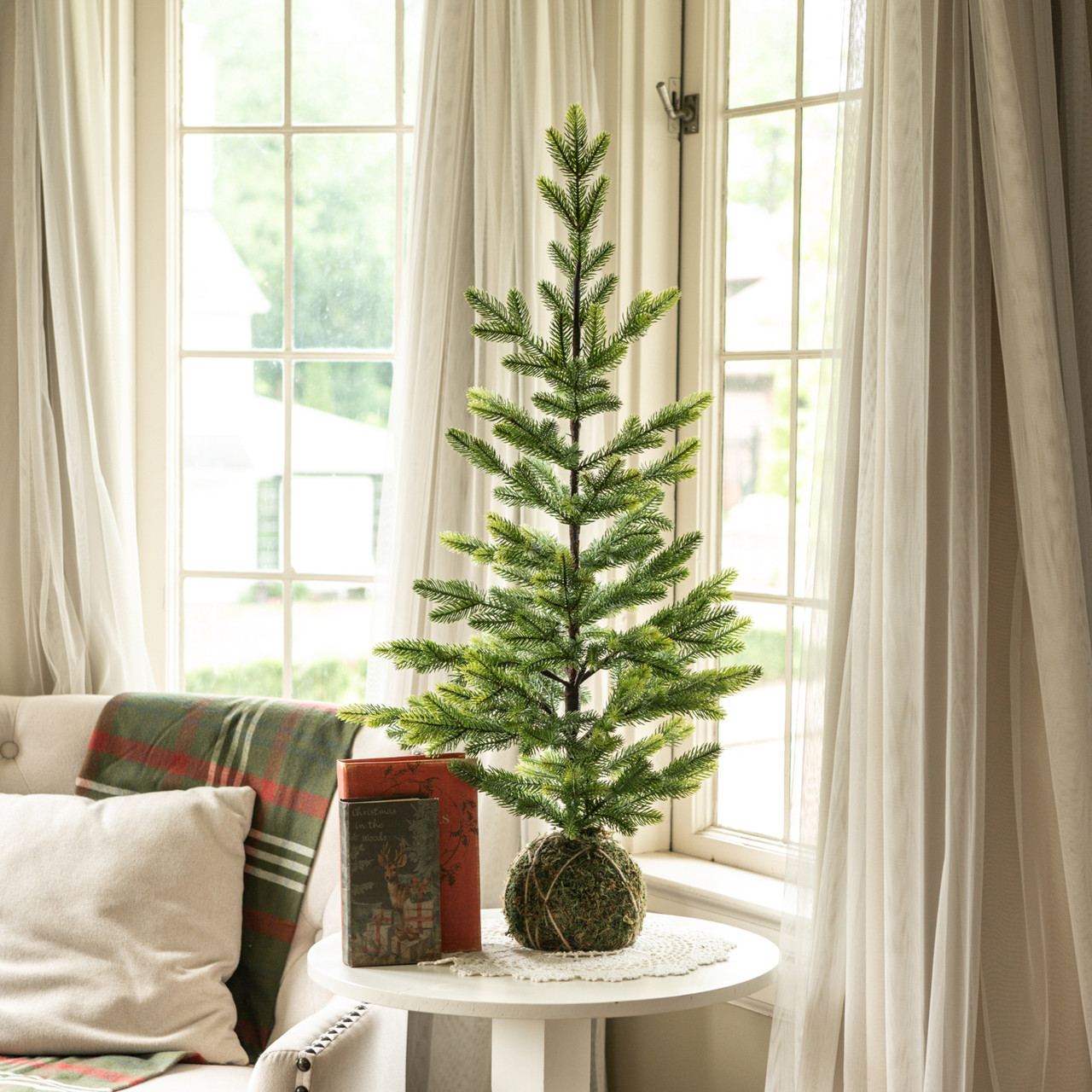3' FLETCHER PINE TREE W/ MOSS BASE