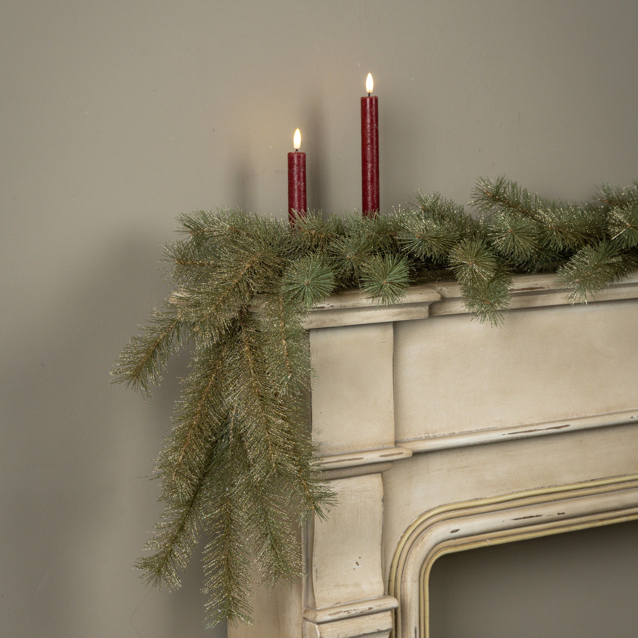 6' GOLD GLITTERED PINE GARLAND