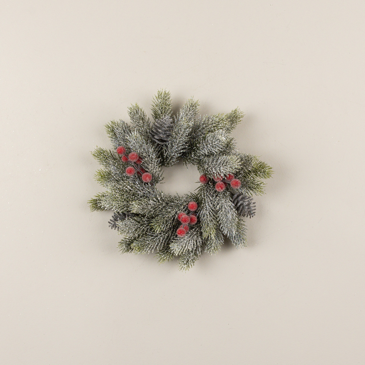 13" FROSTED PINE & BERRY CANDLE RING