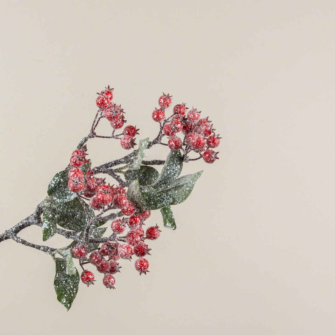 25" GLITTERED RED BERRY SPRAY