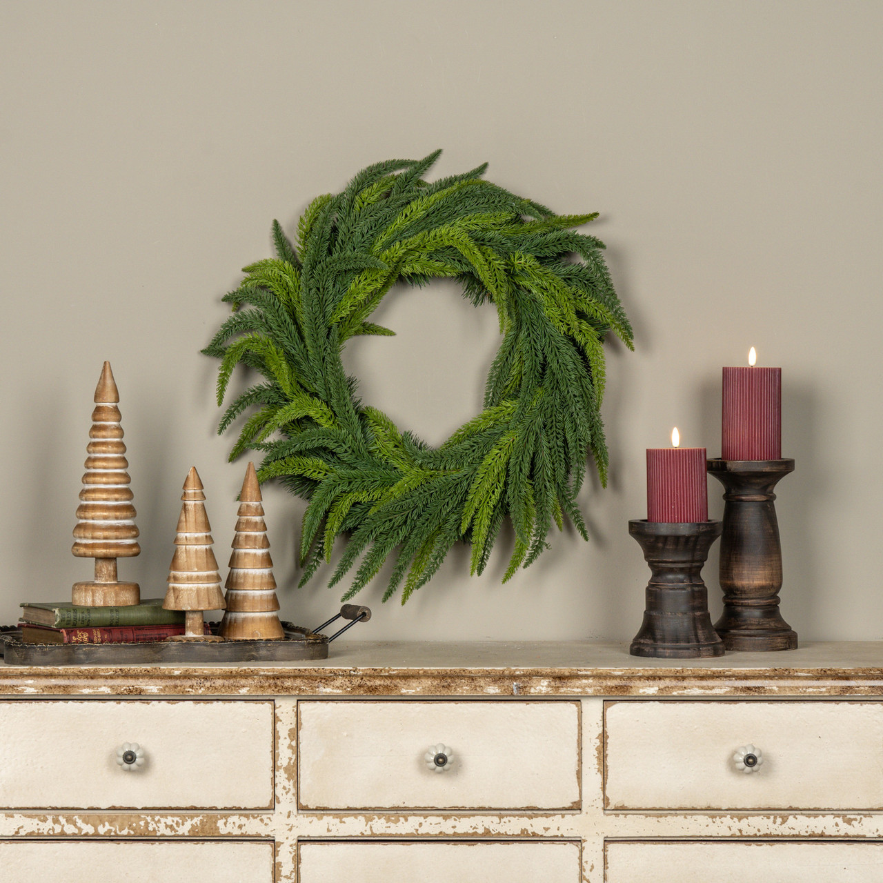 22" JAPANESE CEDAR & PINE WREATH