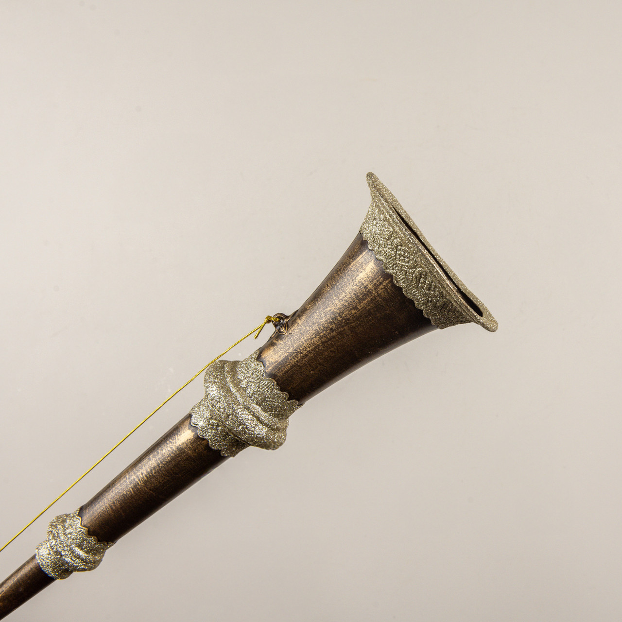 GLITTERED GOLD HORN ORNAMENT