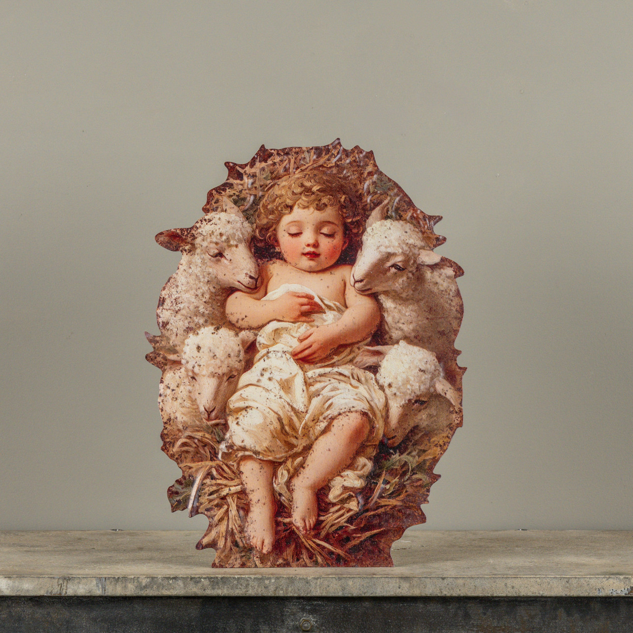 18" BABY JESUS W/ LAMBS METAL DUMMY BOARD