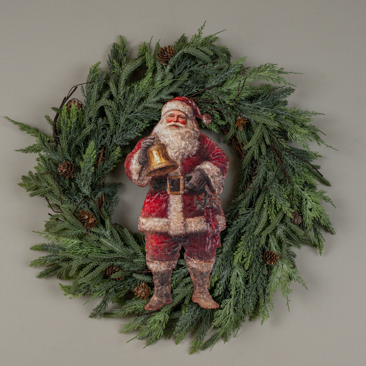 15.75" SANTA W/ BELL METAL SIGN