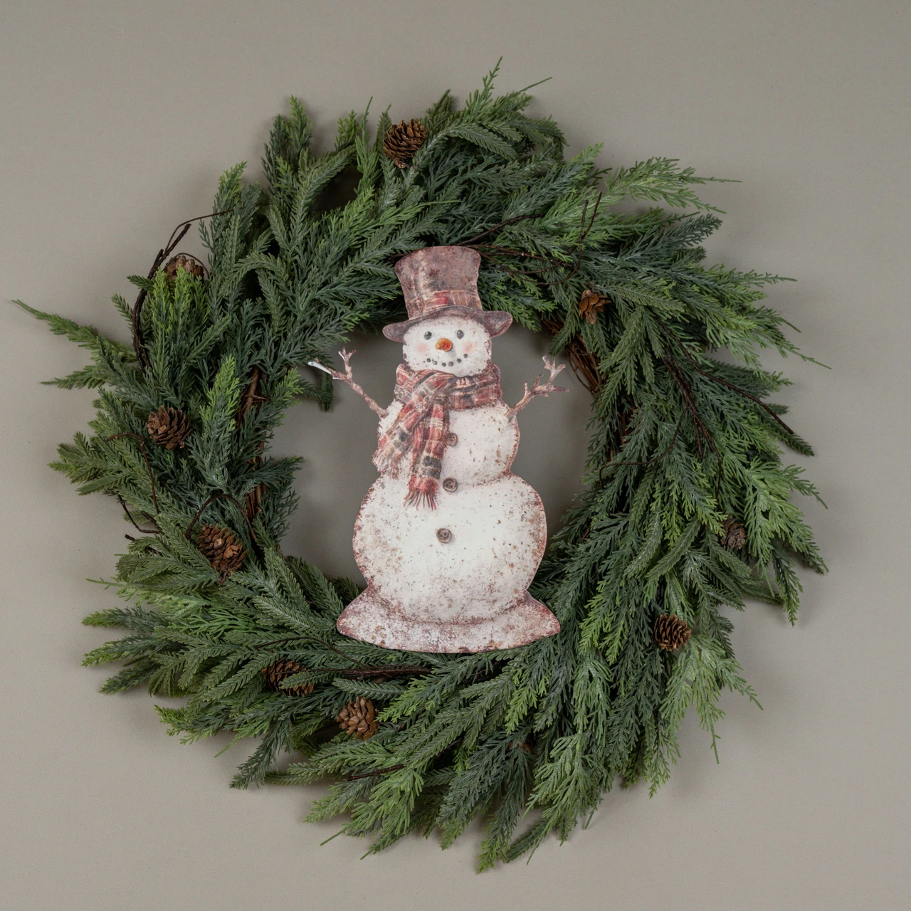 12.25" PLAID SNOWMAN METAL SIGN