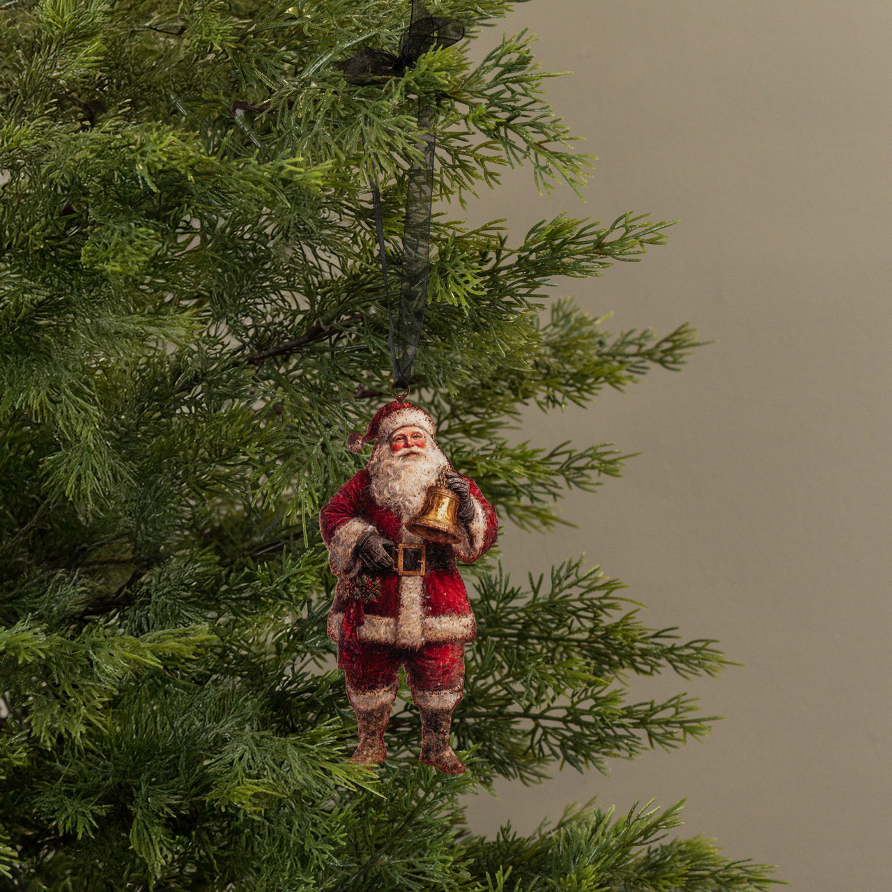 6.25" SANTA W/ BELL METAL ORNAMENT
